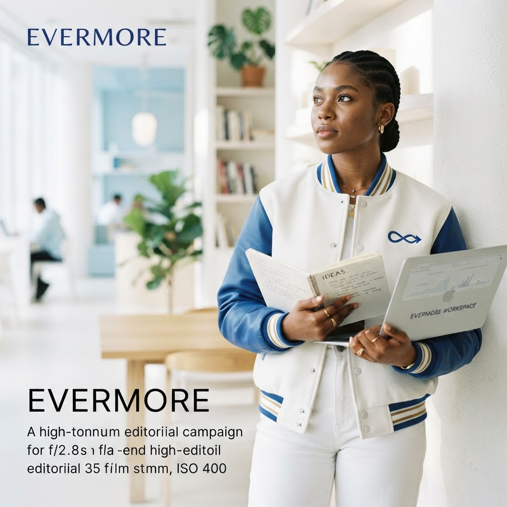 Evermore Academy member wearing a custom varsity jacket